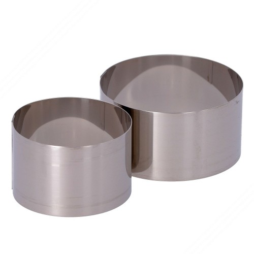 2 Round Stainless Steel Cooking Rings. Diameters: 80 & 100 mm, h 50 mm