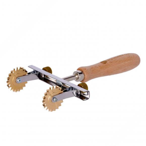 Brass double blade cutter wheel with toothed blade and smooth blade