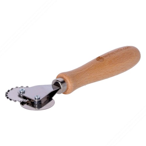 Double blade steel cutter wheel with toothed blade and smooth blade